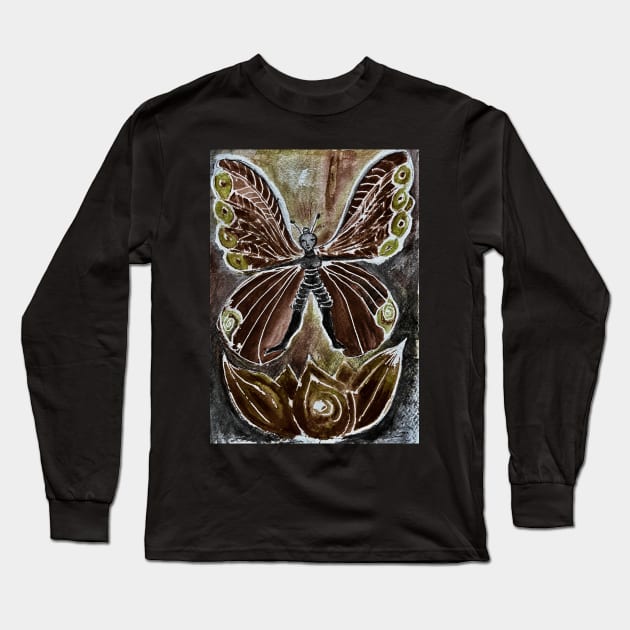 Dark Butterfly Metamorphosis Long Sleeve T-Shirt by Visuddhi